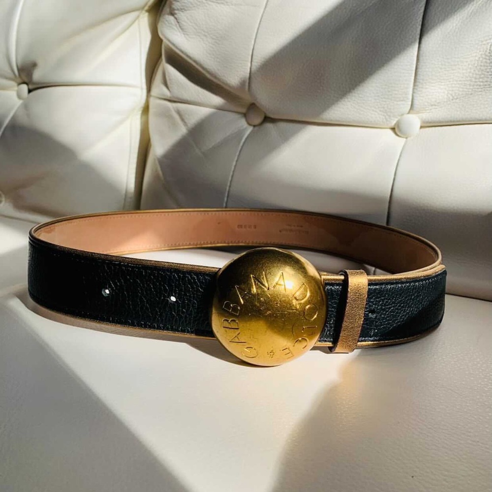Dolce and gabbana brown leather round buckle belt